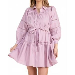 NEW BEFORE YOU COLLECTION eyelet balloon sleeve dress in lavender fog